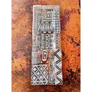 Vintage Gay Fad Glass 3-Section Serving Tray with Hand Painted Patterns Signed